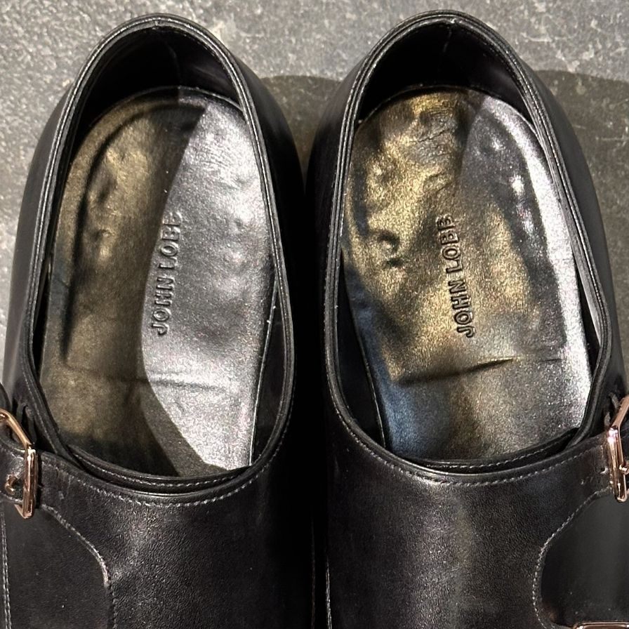 【JOHN LOBB】ジョンロブ レザーシューズ ダブルモンク フィリップ2 ダブルバックル ブラック メンズ サイズUK7.5E