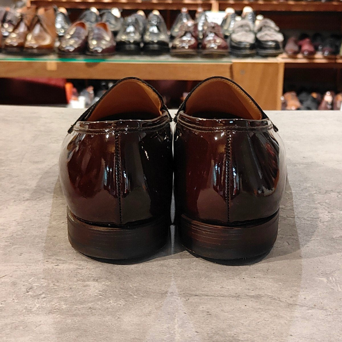 使用数回極美品【CROCKETT&JONES】クロケット＆ジョーンズ ボストン2 SUBS コインローファー パテントレザー バーガンディ サイズUK8E 376ラスト