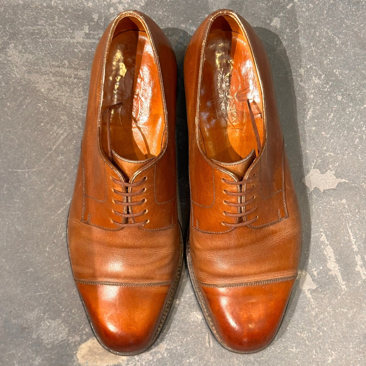 【J.M.WESTON】ジェイエムウエストン 500 ストレートチップ 旧ロゴ カーフ ブラウン サイズUK6.5 61ラスト