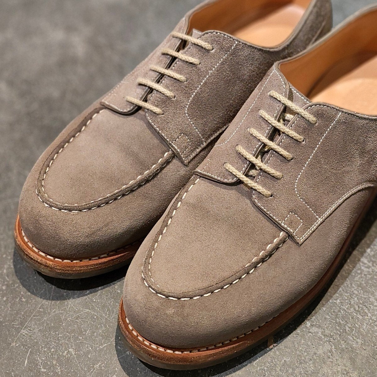 希少 使用数回【J.M.WESTON】ジェイエムウエストン 641 ゴルフ Uチップ スエード トルバドール グレー サイズ UK5.5E 31ラスト 参考定価176,000-