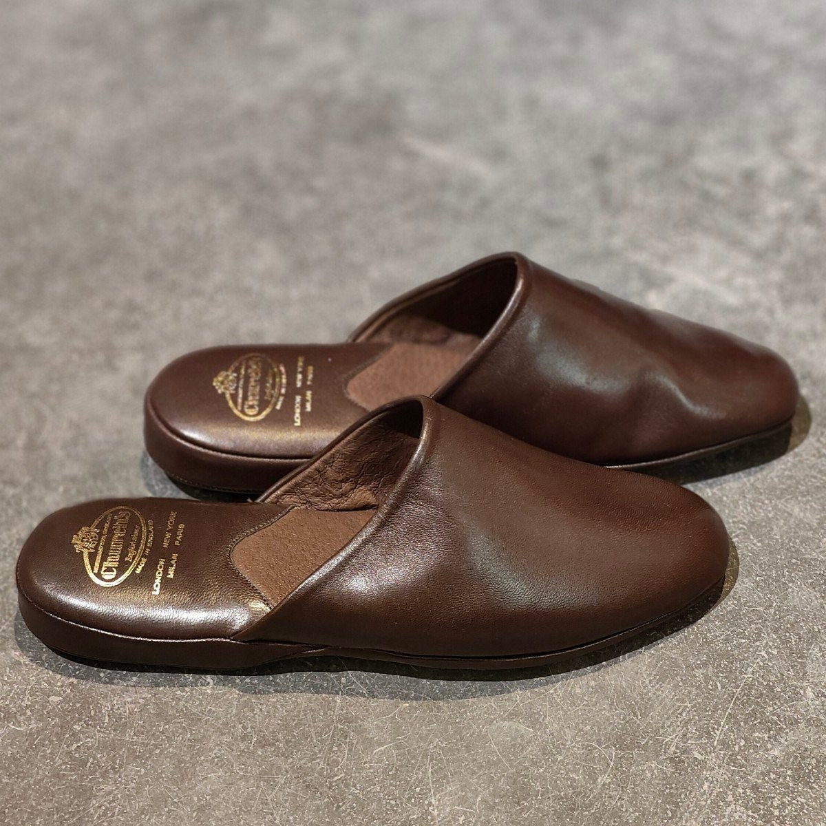 新品未使用【Church's】チャーチ アラン スリッパ ルームシューズ 4都市 カーフ ブラウン サイズUK9F