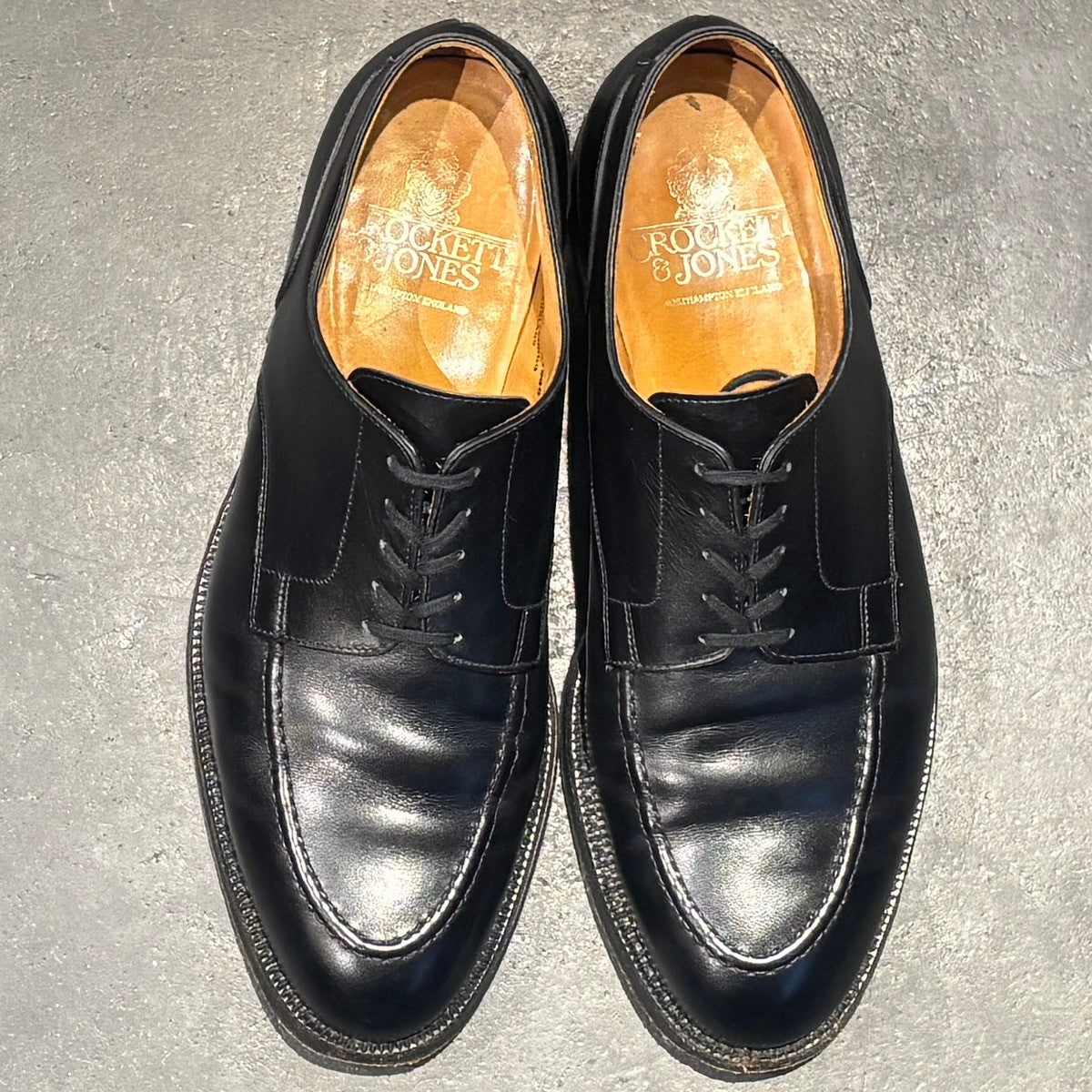 【CROCKETT&JONES】クロケット&ジョーンズ レザーシューズ オンスロー Uチップ カーフ ブラック サイズUK8.5E