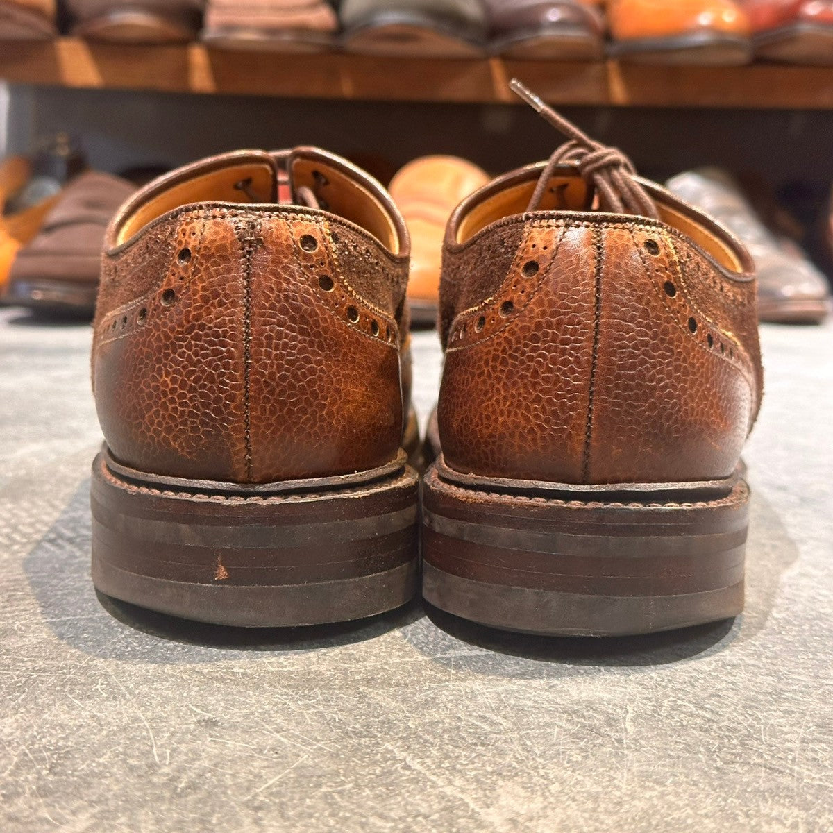 【CROCKETT&JONES】クロケット&ジョーンズ カーディガン4 ウイングチップ グレインレザー×スエード ブラウン サイズUK9.5D