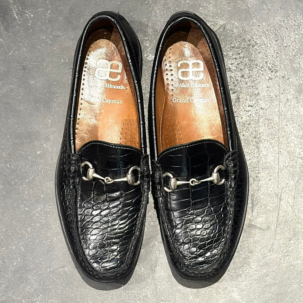 極美品【ALLEN EDMONDS】アレンエドモンズ 42110 ビットローファー クロコ型押し ブラック サイズ 7.5D