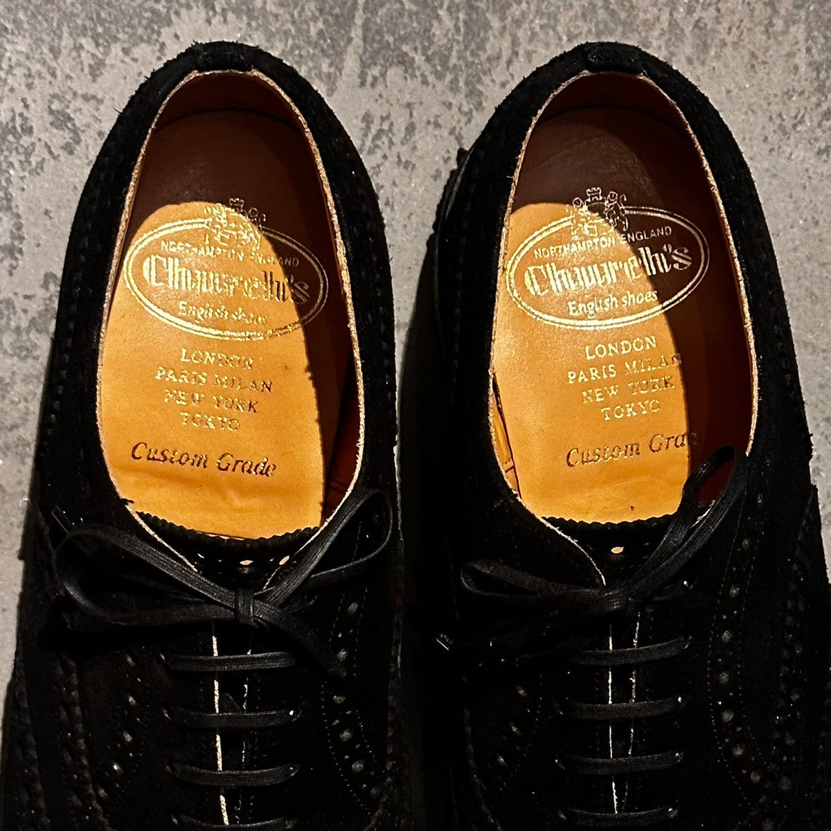 極美品【Church's】チャーチ フェアフィールド フルブローグ 5都市 スエード ブラック サイズ UK65F 81ラスト