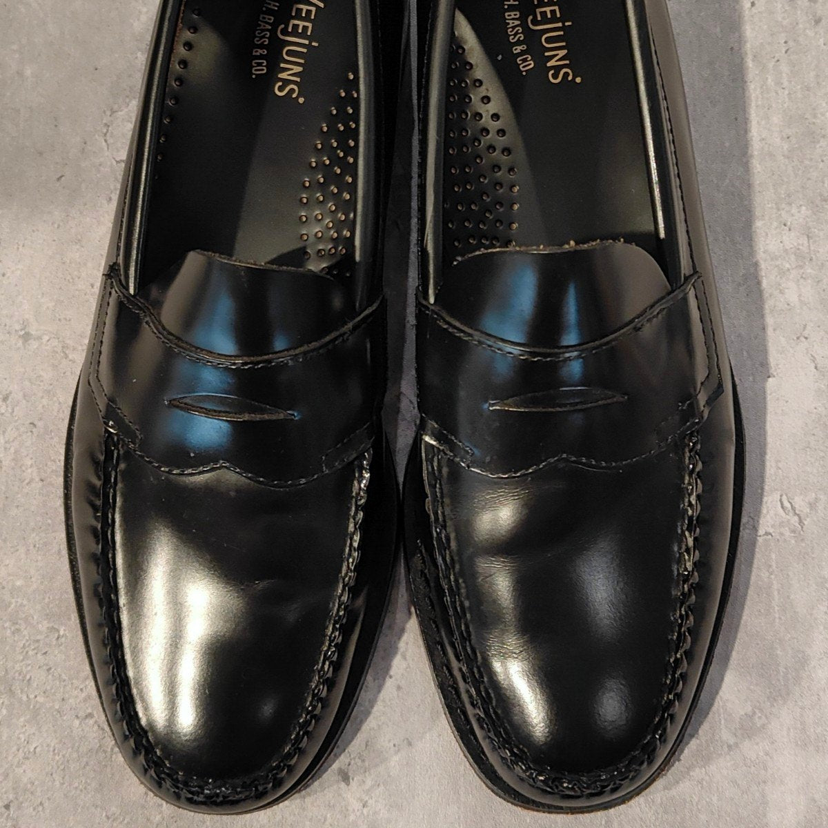 美品【G.H.Bass&Co.】ジーエイチバス 10944 ローガン ローファー ガラスレザー ブラック サイズ US8D