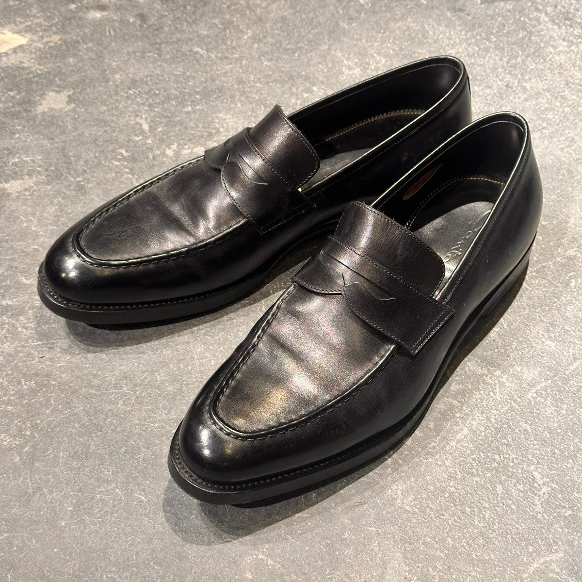 使用数回【santoni】サントーニ 13158 ローファー カーフ ブラック サイズUK6.5