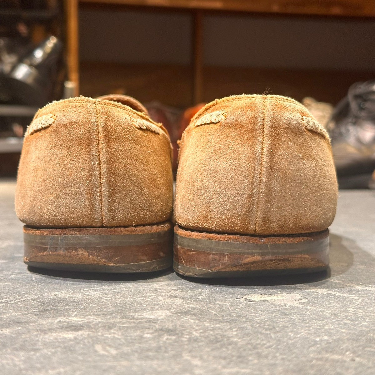 【CROCKETT&JONES】クロケット＆ジョーンズ モデル名不明 タッセルローファー 編み込み スエード ブラウン サイズUK8E