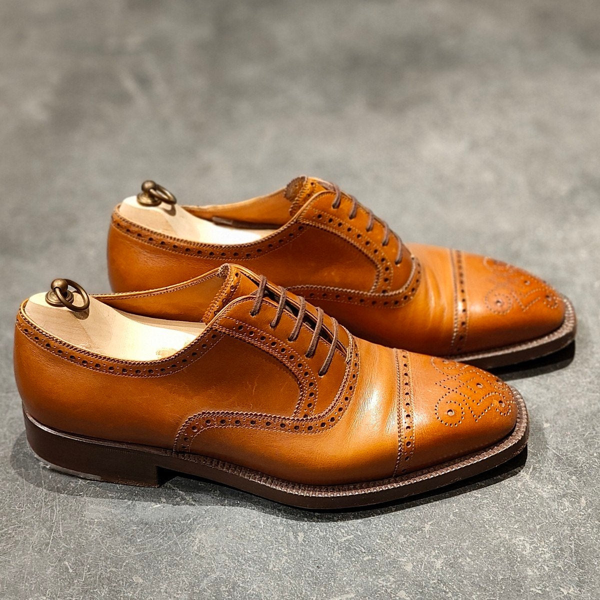 希少 美品【Stefano Bemer】ステファノベーメル セミブローグ カーフ ブラウン サイズ40