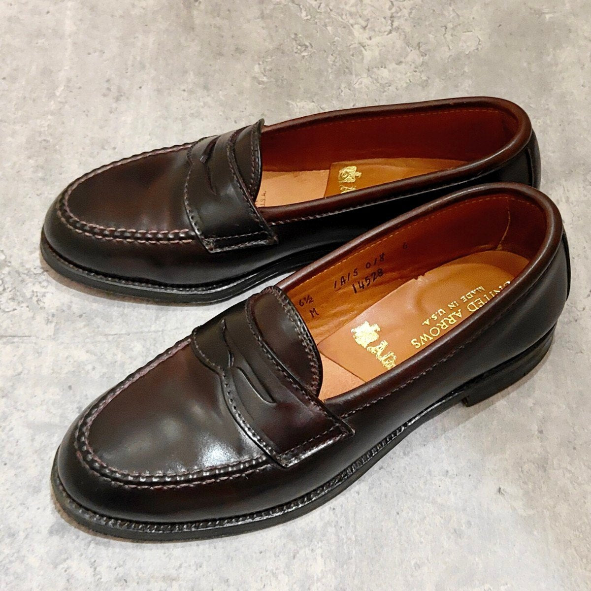 極美品【ALDEN】オールデン 14528 ペニーローファー コードバン ダークバーガンディ レディース サイズUS6.5 バンラスト想定
