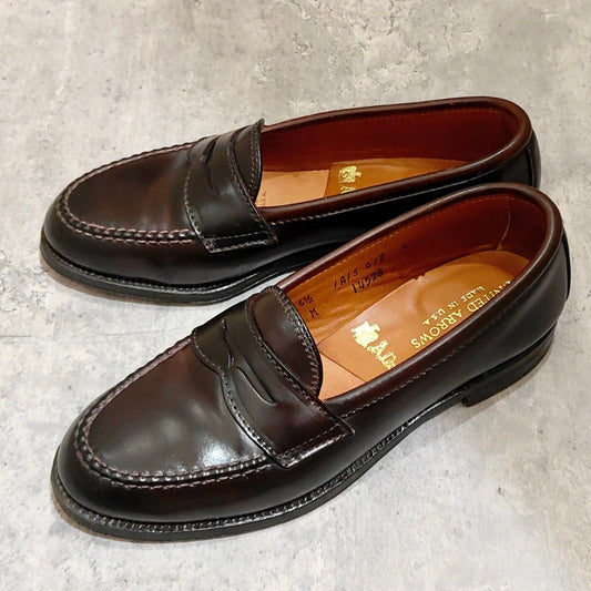 極美品【ALDEN】オールデン 14528 ペニーローファー コードバン ダークバーガンディ レディース サイズUS6.5 バンラスト想定