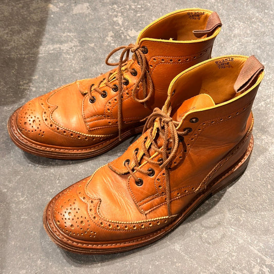 【Tricker`s】トリッカーズ 2508 カントリーブーツ ウイングチップ カーフ ブラウン サイズUK7.5