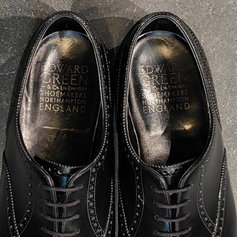 極美品 【EDWARD GREEN】エドワードグリーン カドガン セミブローグ カーフ ブラック サイズ UK7.5E 202ラスト 参考定価 ￥253,000-
