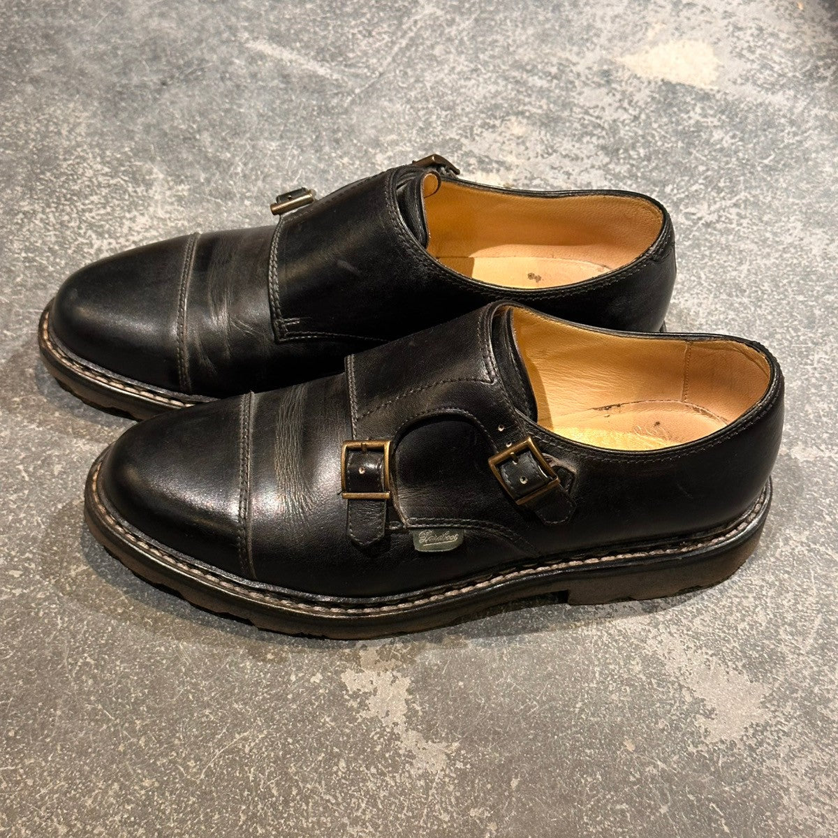 【PARABOOT】パラブーツ ウィリアム ダブルモンク カーフ ブラック サイズUK7