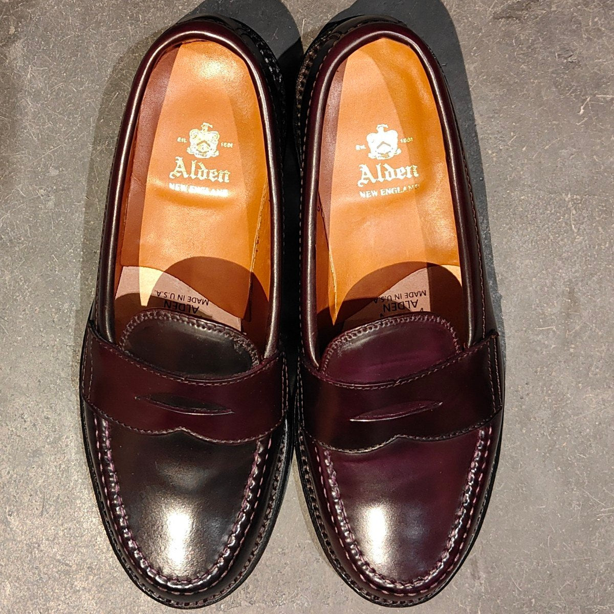 新品未使用【ALDEN】オールデン 986 ペニーローファー コードバン ダークバーガンディ サイズ US6E バンラスト