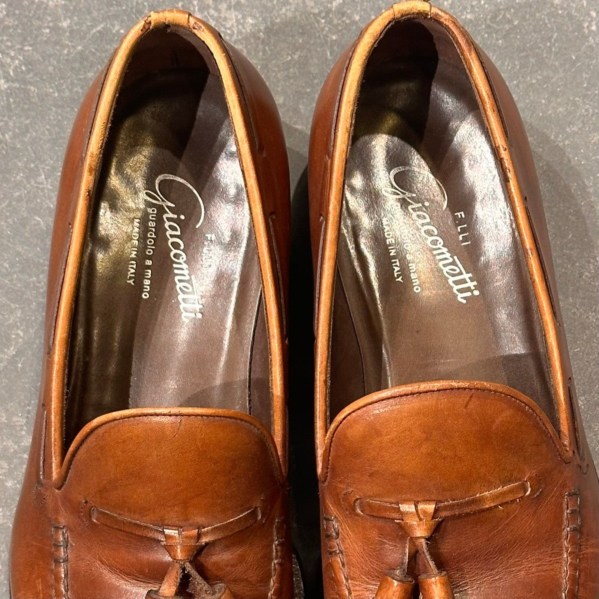 【F.lli Giacometti】フラテッリ ジャコメッティ FG190 タッセルローファー カーフ ブラウン サイズ40
