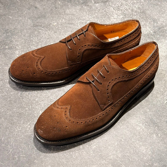 未使用品【Salvatore Ferragamo】サルヴァトーレ フェラガモ ウイングチップ 3207  スエード ブラウン メンズ サイズUK8.5E