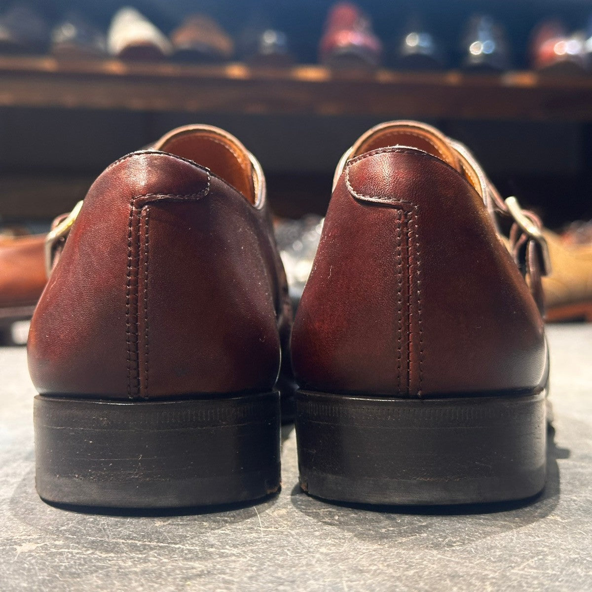 美品【BERLUTI】ベルルッティ 694 366 シングルモンク カーフ バーガンディ サイズ UK7