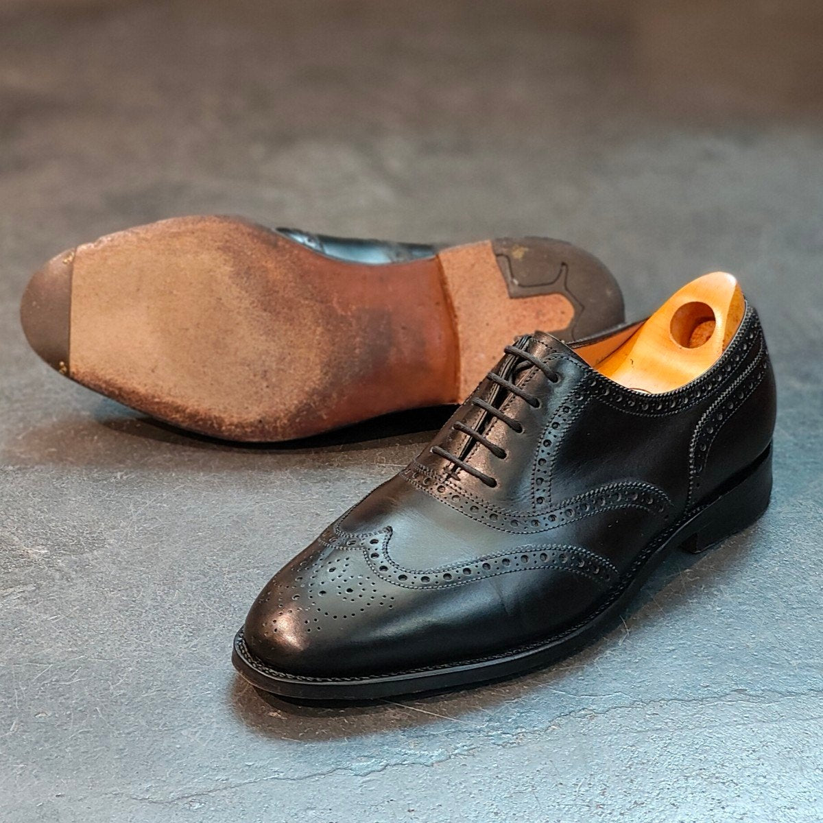 希少 【JOHN LOBB】ジョンロブ マーシャル 内羽根 フルブローグ カーフ ブラック サイズ 5.5E 8695ラスト