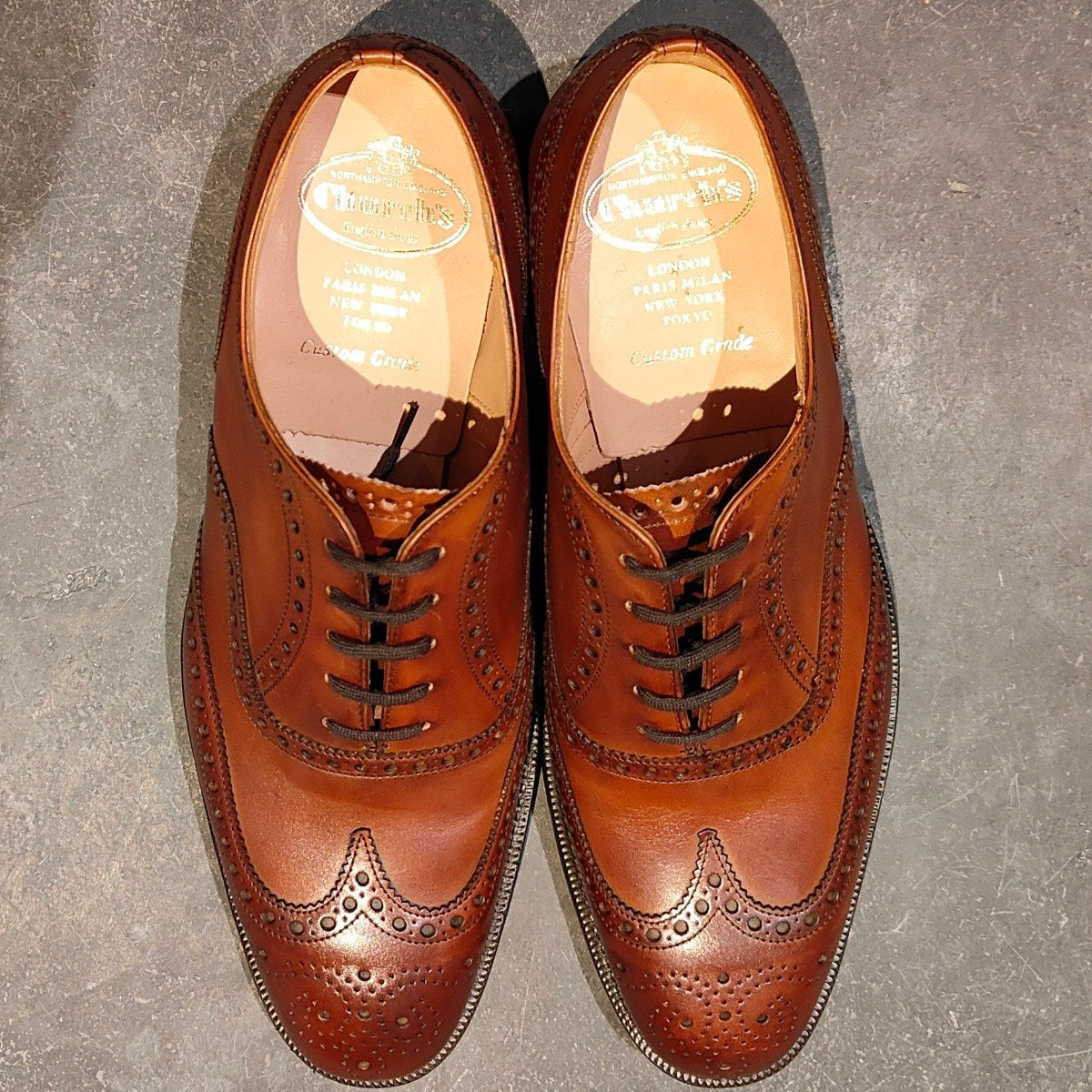 新品未使用【Church's】チャーチ チェットウインド 5都市 ウイングチップ ネバダカーフ ウォルナット サイズ UK75F 173ラスト 参考定価定価￥181,500-