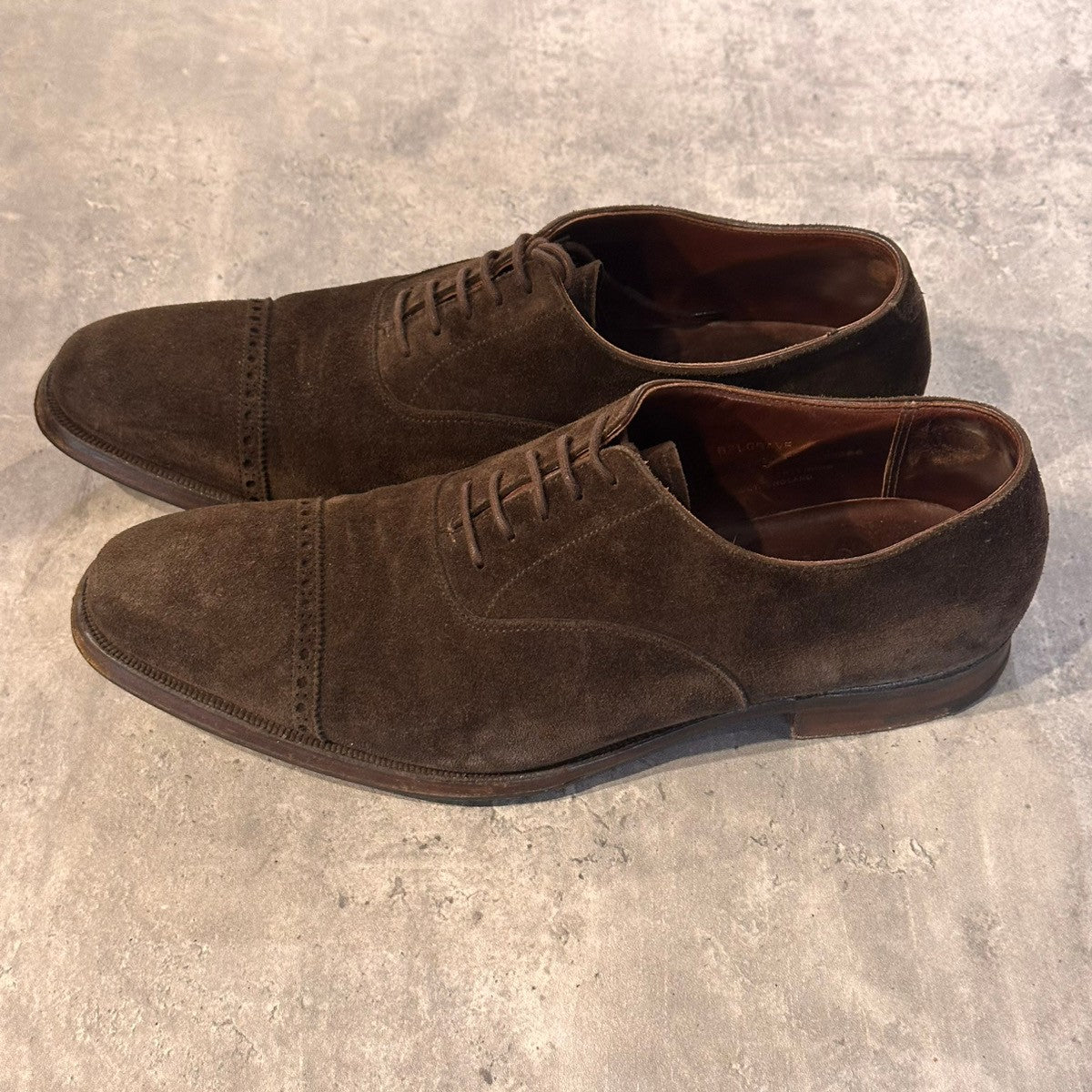 【CROCKETT&JONES】クロケット＆ジョーンズ ベルグレイプ パンチドキャップトゥ スエード ブラウン サイズUK8E