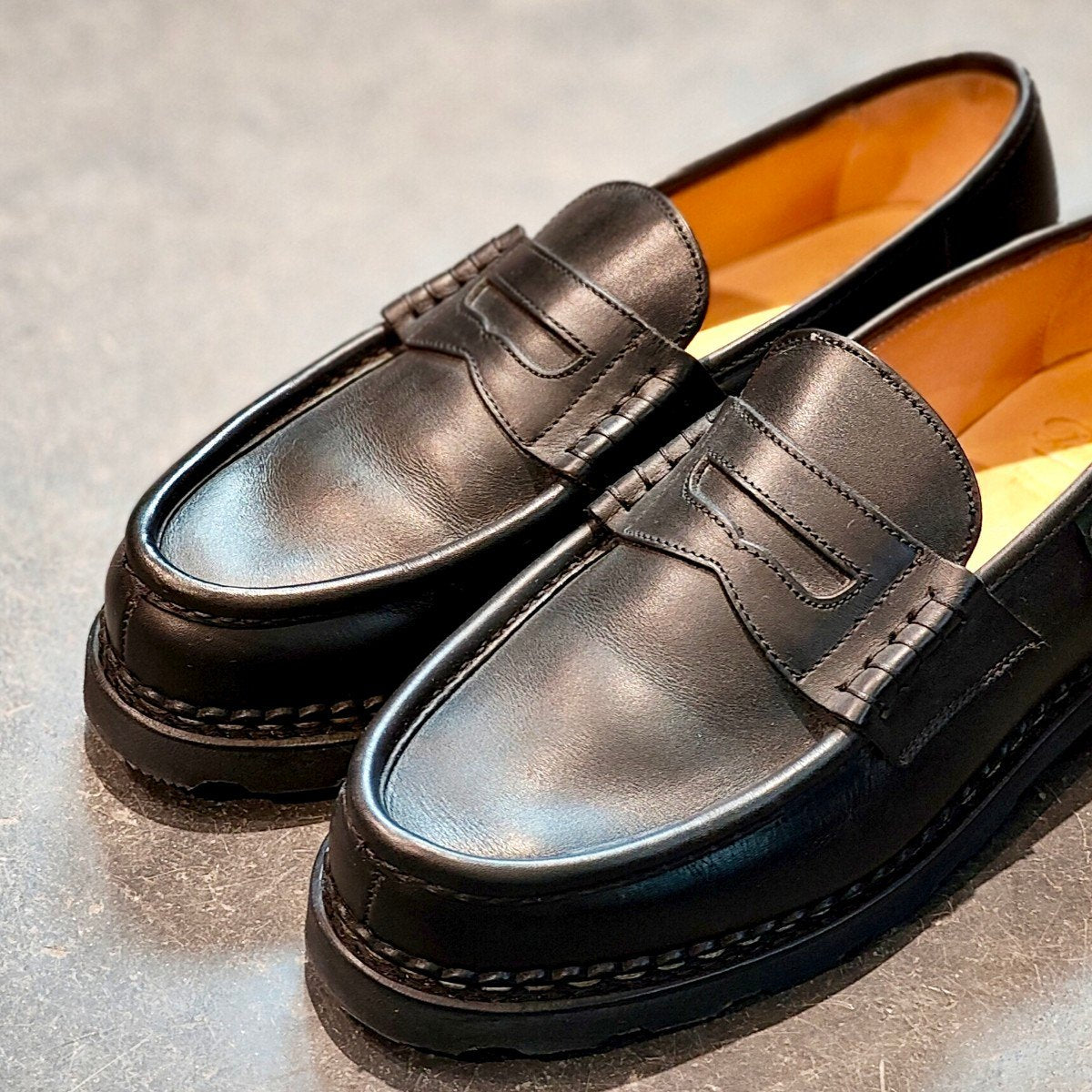 使用数回【Paraboot】パラブーツ ランス コインローファー リスレザー ブラック サイズUK8 定価￥94,600-