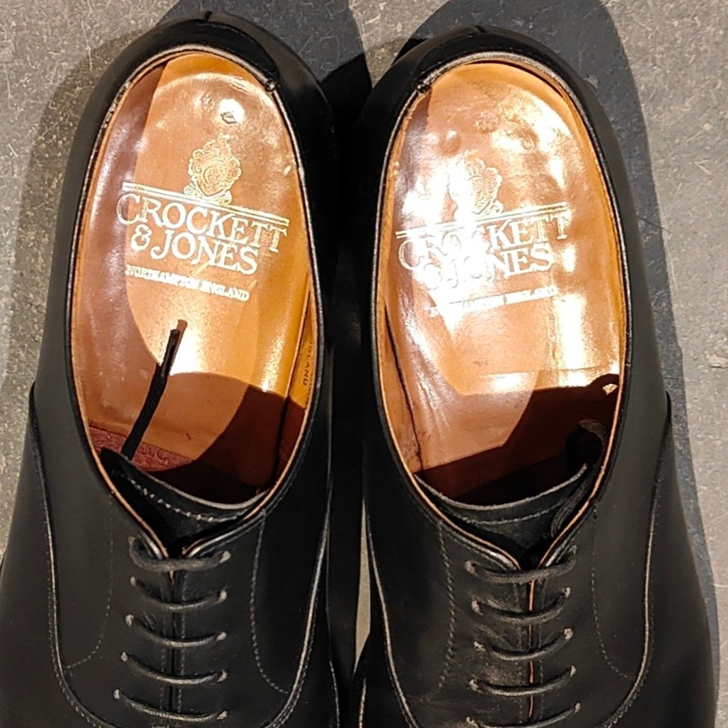 【CROCKETT & JONES】クロケット&ジョーンズ ハラム ストレートチップ カーフ ブラック サイズUK5.5E 348ラスト