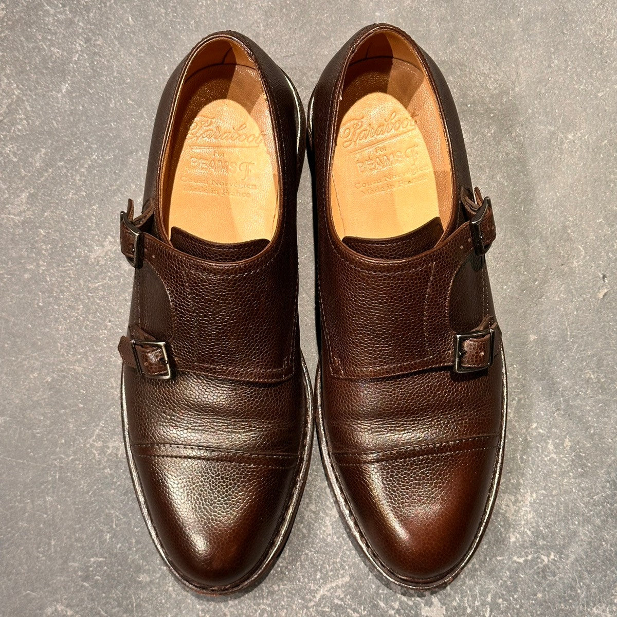【Paraboot】パラブーツ ポー ダブルモンク ビームス別注 グレインレザー ブラウン サイズUK6.5