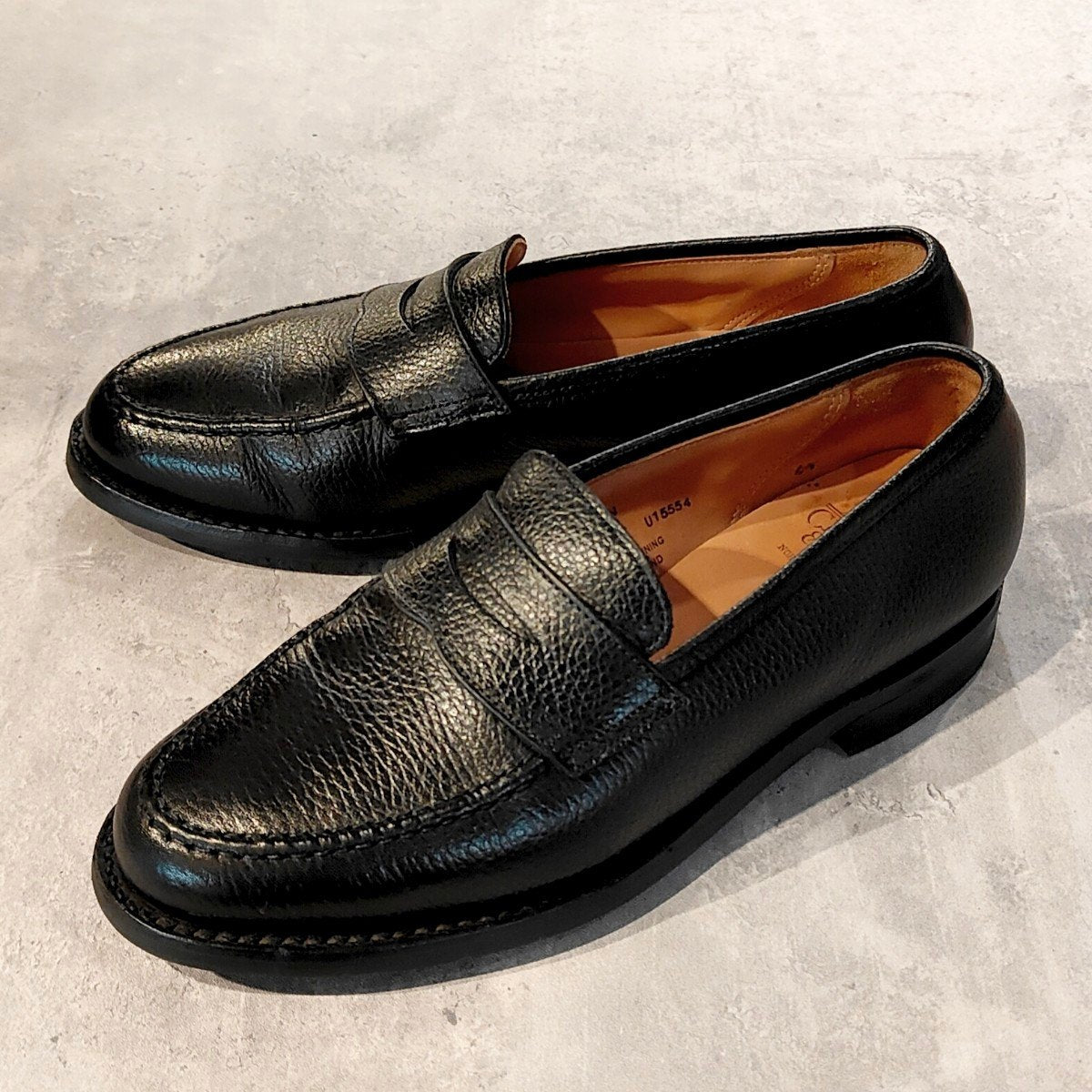 極美品【Crockett&Jones】クロケット&ジョーンズ ボストン ローファー グレインレザー ブラック サイズUK6E 314ラスト 参考定価￥143,000-