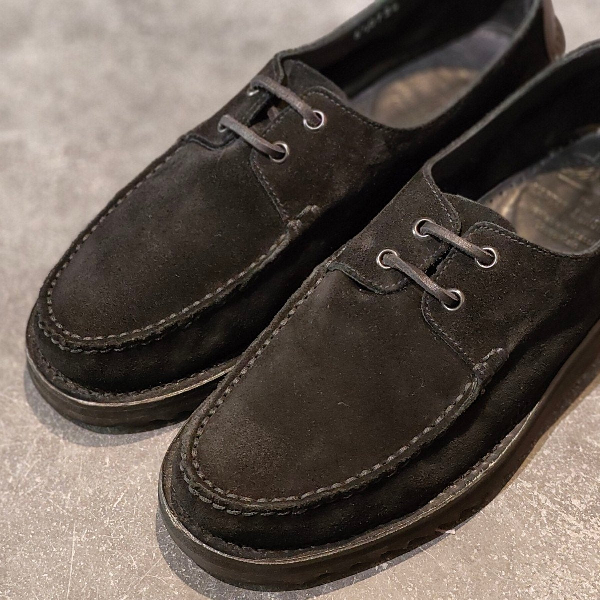 希少 使用数回【Paraboot】パラブーツ DOMINGUE  KAPTAIN SUNSHINE別注 Uチップ スエードカーフコンビ ブラック サイズ UK6.5