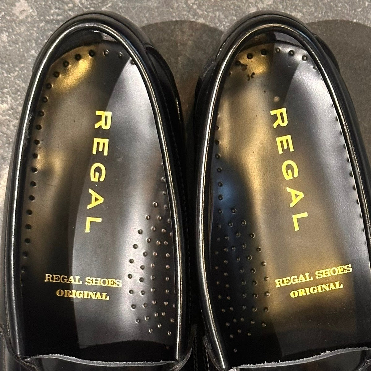 極美品【REGAL】リーガル W54B コインローファー パテントレザー ブラック サイズ25.5cm
