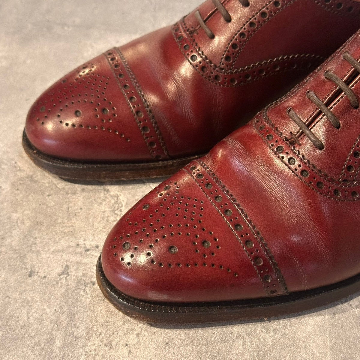 【CROCKETT&JONES】クロケット＆ジョーンズ チェアマン セミブローグ カーフ バーガンディ サイズUK5.5E 236ラスト