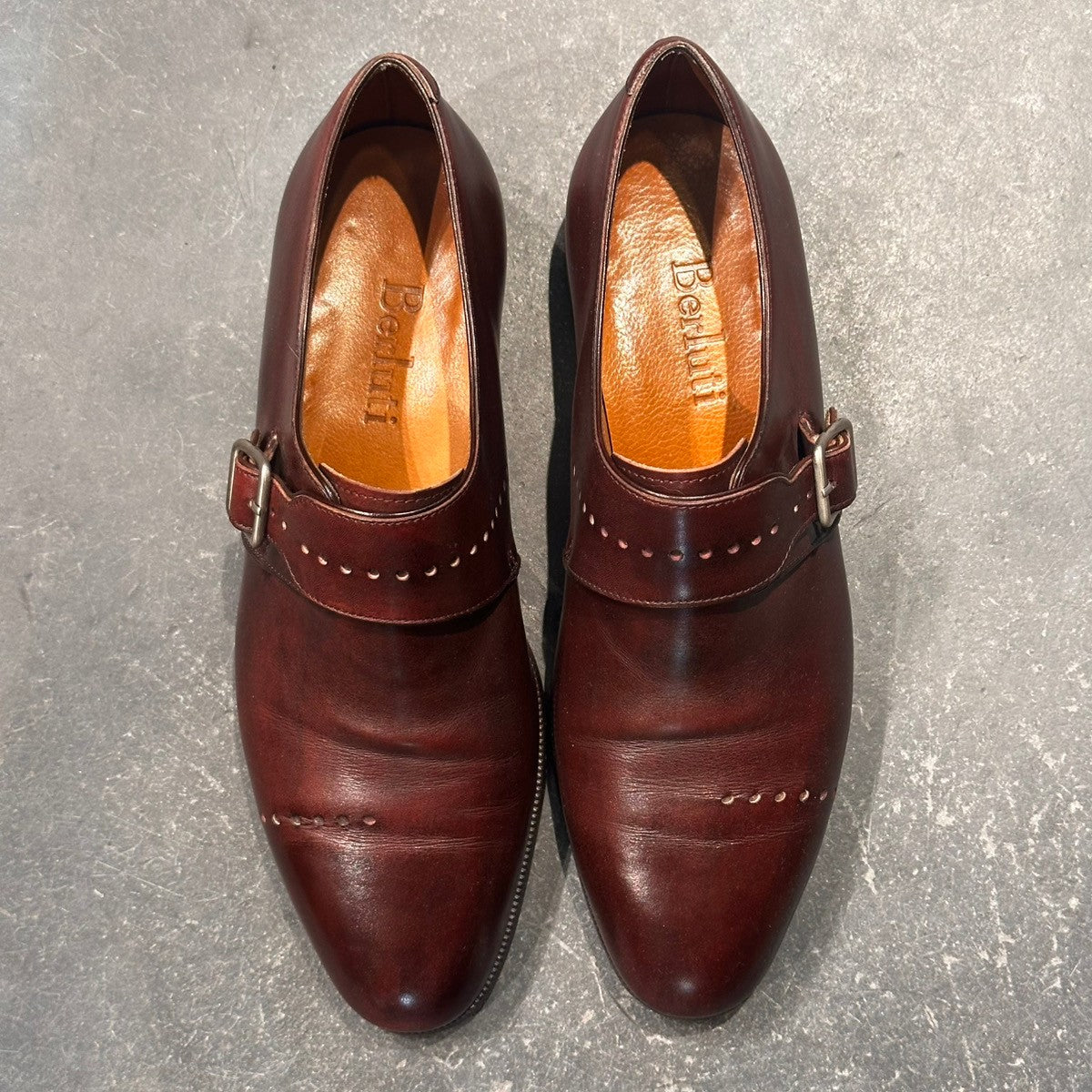 美品【BERLUTI】ベルルッティ 694 366 シングルモンク カーフ バーガンディ サイズ UK7