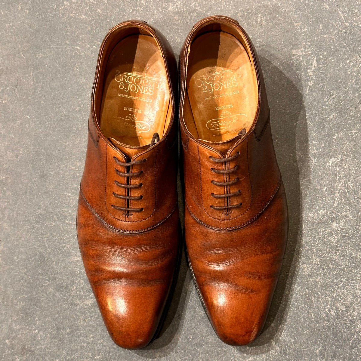 【CROCKETT&JONES】クロケット＆ジョーンズ サドルシューズ バーフォード トレーディングポスト別注 カーフ ブラウン サイズUK8E