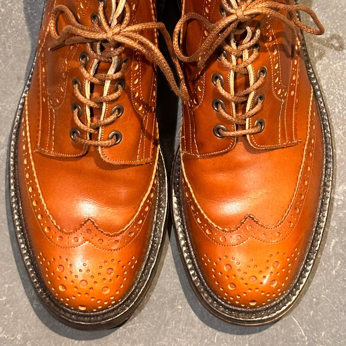 【Tricker's】トリッカーズ モールトン M2508 カントリーブーツ ウイングチップ カーフ ブラウン サイズUK8.5