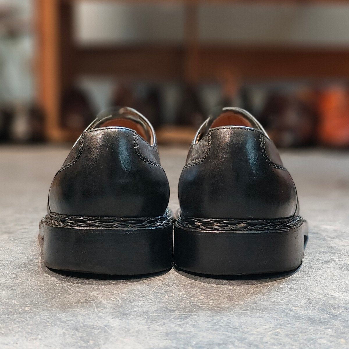 希少 美品 【HEINRICH DINKELACKER】ハインリッヒディンケラッカー  プレーントゥ カーフ ブラック サイズ UK7.5 BUDAラスト