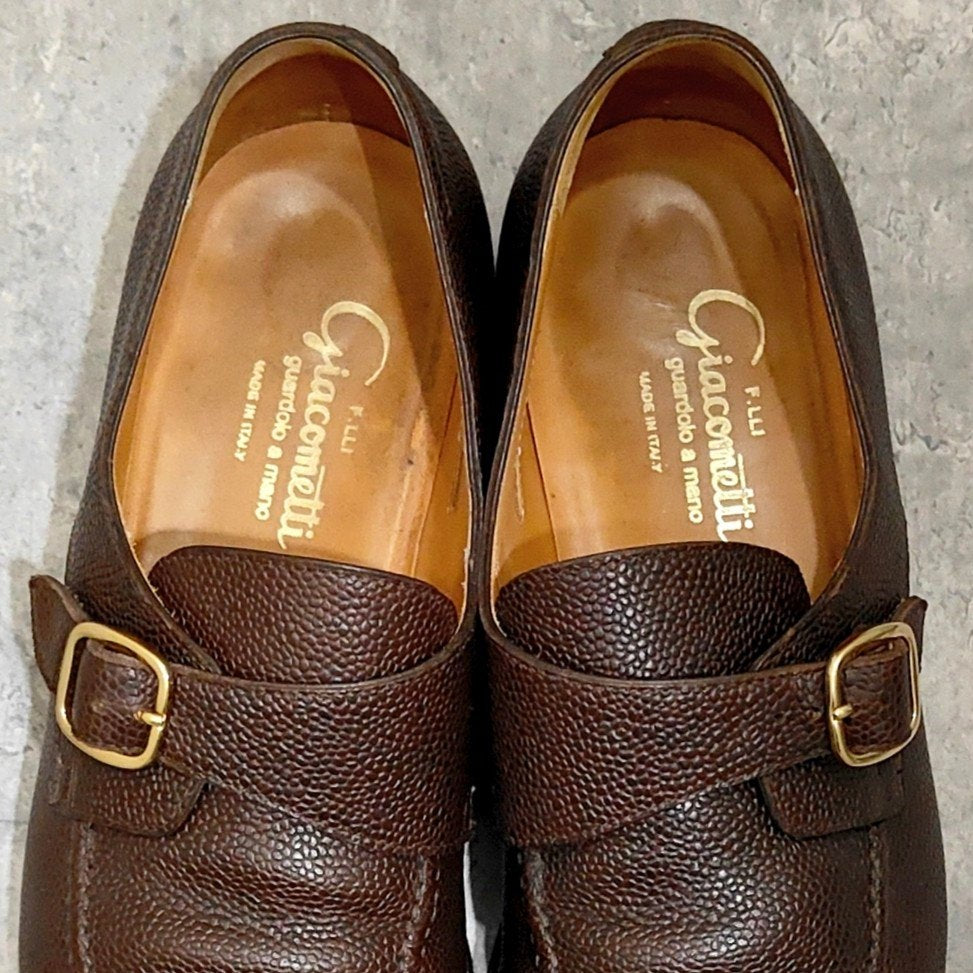 【F.lli Giacometti】フラテッリジャコメッティ FG261 シングルモンク グレインレザー ダークブラウン サイズ39