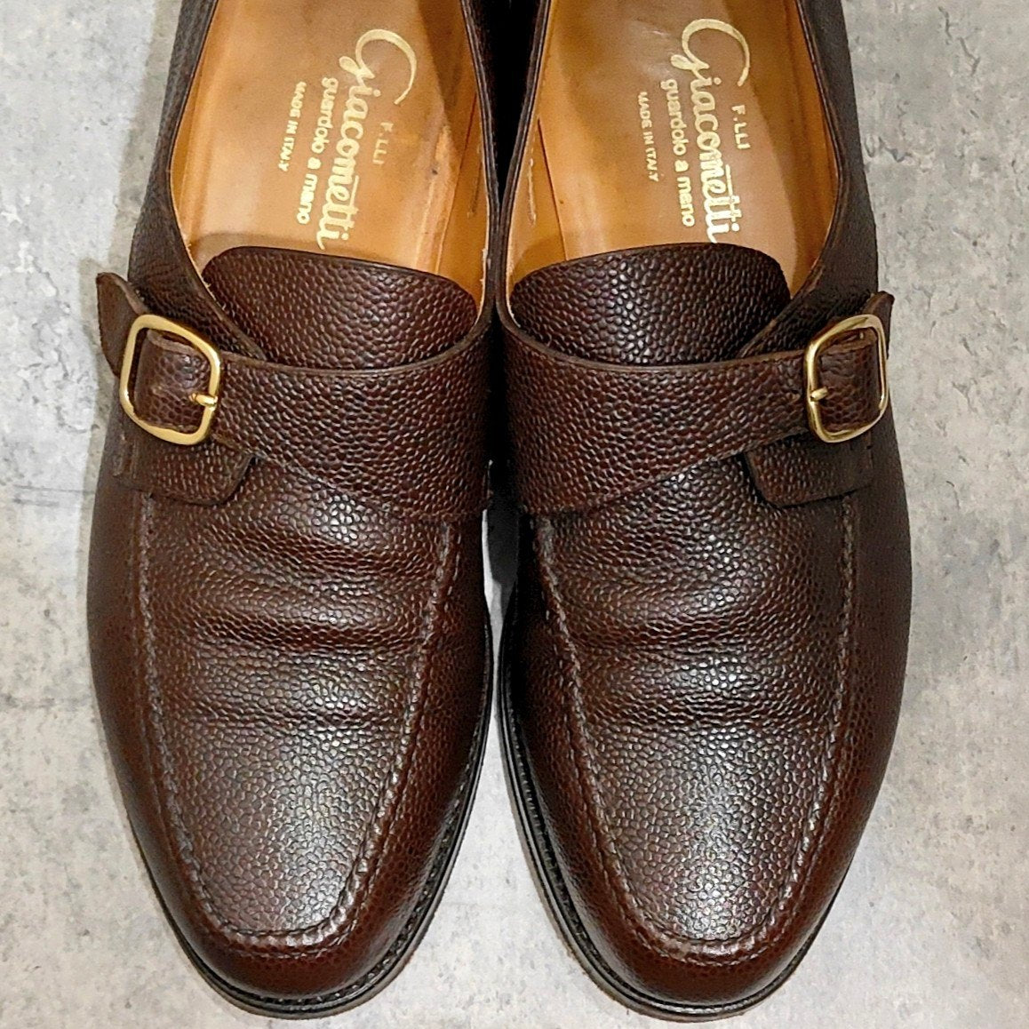 【F.lli Giacometti】フラテッリジャコメッティ FG261 シングルモンク グレインレザー ダークブラウン サイズ39