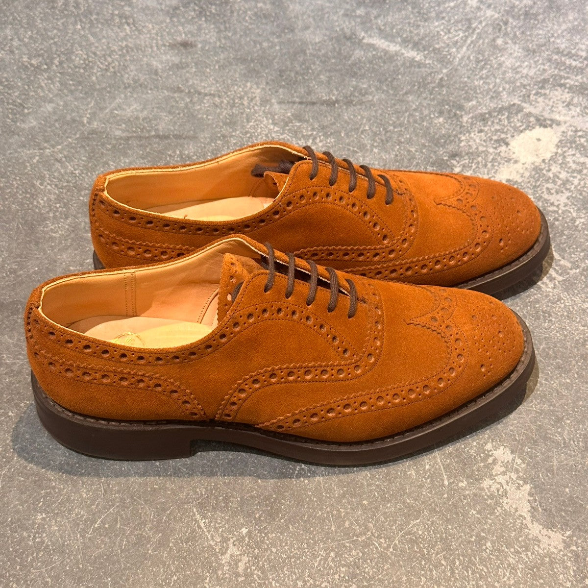 極美品【Church's】チャーチ フェアフィールド 4都市 フルブローグ スエード ブラウン タバコ サイズUK75F 81ラスト