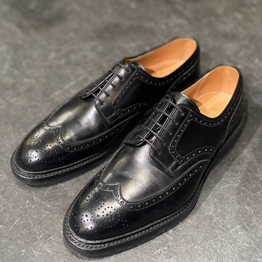 【CROCKETT&JONES】クロケット&ジョーンズ ヘスウォール2 フルブローグ カーフ ブラック サイズ UK7E 377ラスト