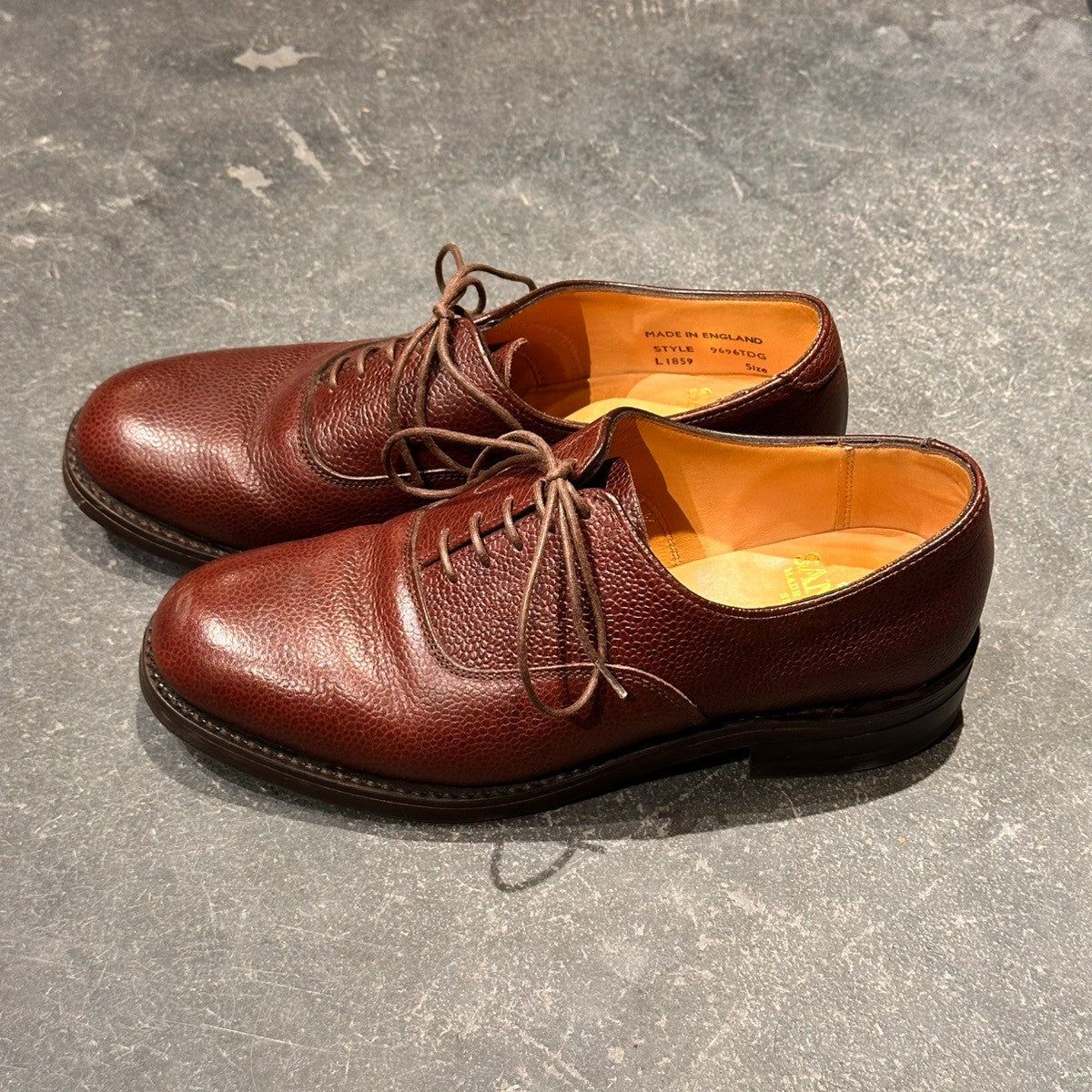 【SANDERS】サンダース 9696TDG プレーントゥ 内羽根 グレインレザー バーガンディ サイズUK6.5