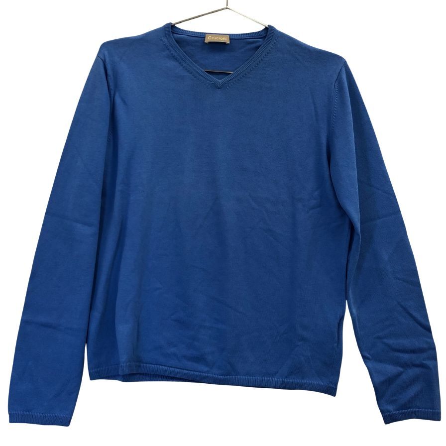 【Cruciani】クルチアーニ  コットン vネック メンズ ブルー  サイズ46
