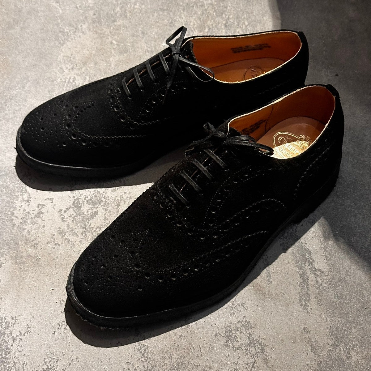 極美品【Church's】チャーチ フェアフィールド フルブローグ 5都市 スエード ブラック サイズ UK65F 81ラスト