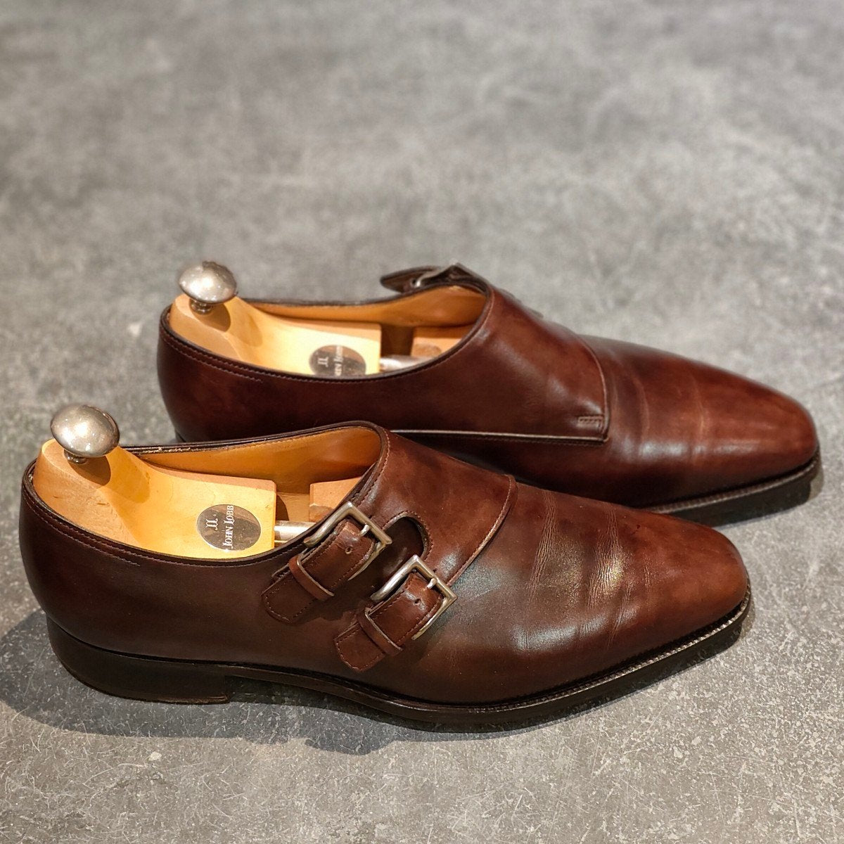 美品【JOHN LOBB】ジョンロブ チャペル ダブルモンク ミュージアムカーフ ダークブラウン サイズUK6.5E 8000ラスト