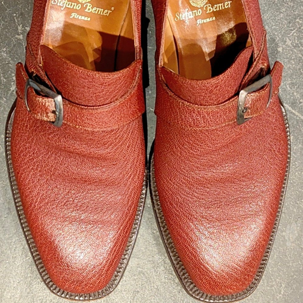 希少 美品【Stefano Bemer】ステファノベーメル シングルモンク グレインレザー ボルドー サイズ 40