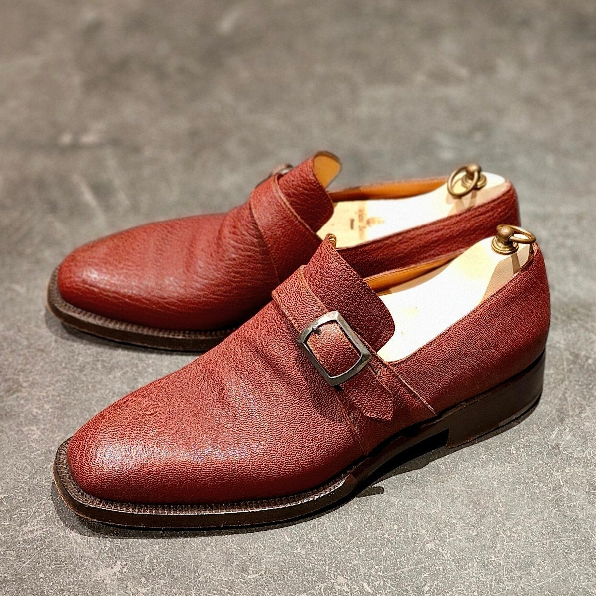 希少 美品【Stefano Bemer】ステファノベーメル シングルモンク グレインレザー ボルドー サイズ 40