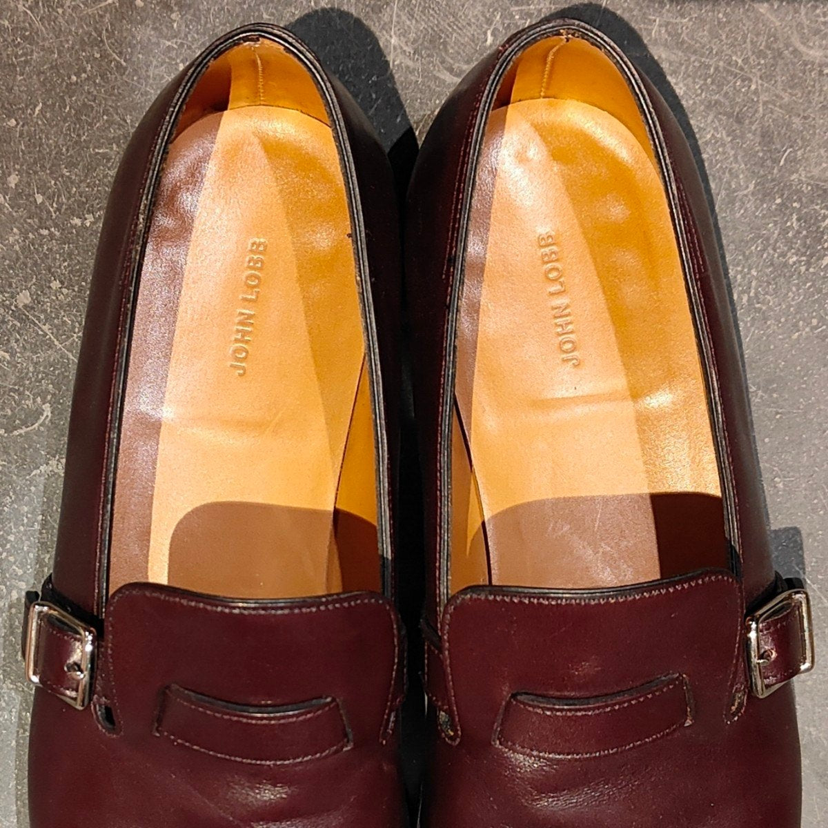 使用数回【JOHN LOBB】ジョンロブ デラーノ2  プレステージライン シングルモンク  ローファー カーフ バーガンディ サイズ UK8E 8695ラスト 参考定価￥352,000-