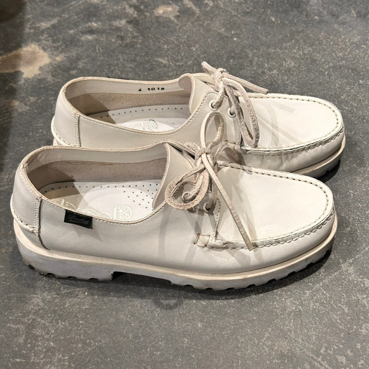 【PARABOOT】パラブーツ 1018 アーペントル別注 デッキシューズ カーフ ホワイト サイズUK6