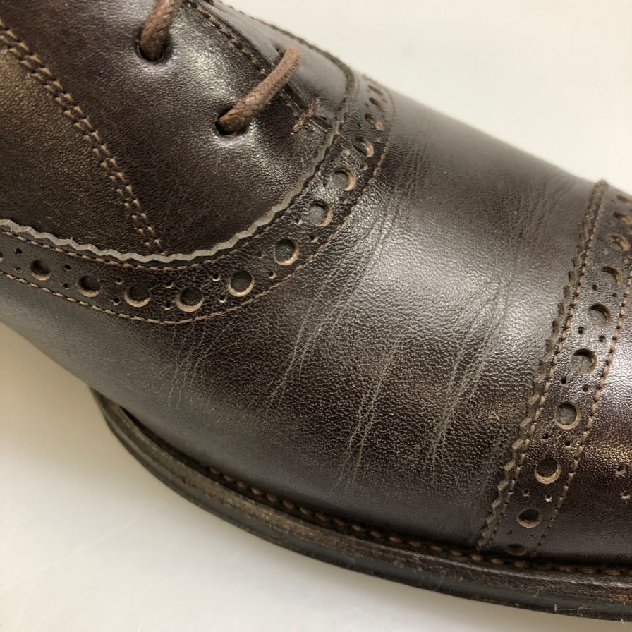 【BARNEYS NEWYORK】バーニーズ ニューヨーク レザーシューズ カーフ レザー ウィングチップ 内羽根 ブラウン メンズ サイズ7 MADISON