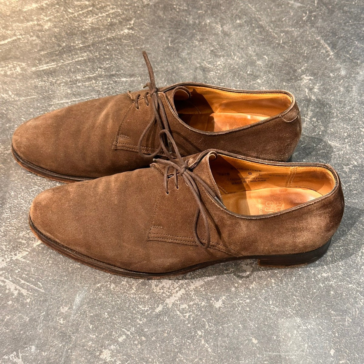 【CROCKETT&JONES】クロケット&ジョーンズ ウィンボーン プレーントゥ ビジネスシューズ スエード ブラウン サイズUK6E